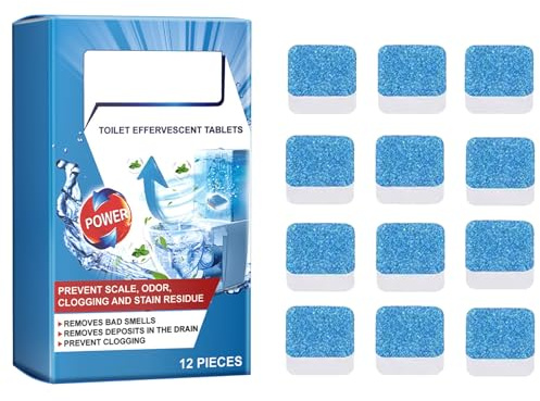 KOAHDE Cleaning Block WC,Pastiglie Effervescenti per la Pulizia del WC,Blocchi Blu La Pulizia Della Toilette,12PCS,Per Bagno Domestico,Rapido Rimuovi lo Sporco del Gabinetto Cattivo