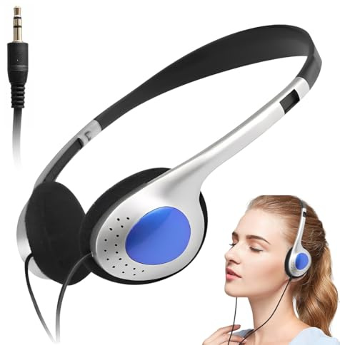 Tomedeks 1 Pieza Auriculares Retro supraaurales Ligeros Auriculares estéreo de Alta fidelidad para la mayoría de teléfonos móviles Dispositivos (Azul)