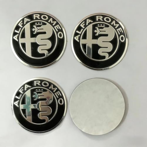 4 Pezzi Auto Ruota Centro Coprimozzi Adesivi per Alfa Romeo 159 147 156 Giulietta Sp Mito Giulia Stelvio Sportiva, Emblema Ruota Centrale Stickers Tappi Ruota per Auto Impermeabili Auto Accessori