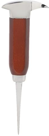 Pica hielo de acero inoxidable de 6,7 con mango ergonómico de madera, herramienta trituradora de hielo para cocina y bar para romper cubos de hielo, incluye diseño con agarre de s