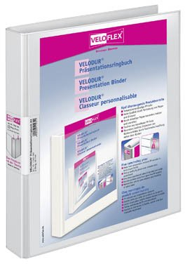 VELODUR® Prasentations-Ringbucher VELOFLEX DIN A4 mit 4 D-Ringen fur 560 Blatt 8,0 cm breit 60 mm mit Drahtniederhalter