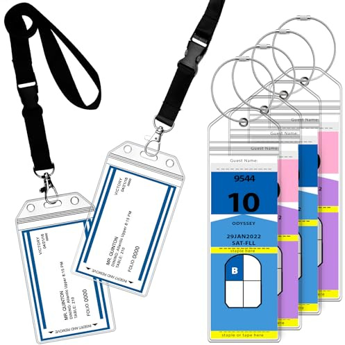 GreatShield Porte-étiquette de bagage Cruise (paquet de 4) + support d'identification avec lanière (paquet de 2), pour Cruise Line
