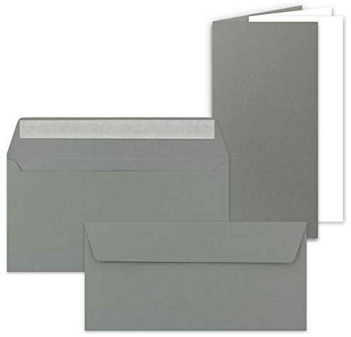 25x Faltkarten SET mit Brief-Umschlägen und Einlege-Blätter - Graphit (Grau) - DIN Lang - 10,5 x 21 cm - FarbenFroh by GUSTAV NEUSER
