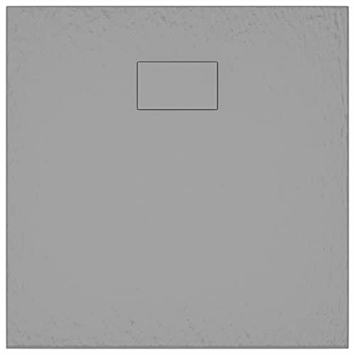 Tidyard Plato de Ducha Antideslizante Plato de Ducha Extraplano de Baño Textura Pizarra Resistente a Arañazos y Manchas No Se Deforma SMC Gris 80x80 cm