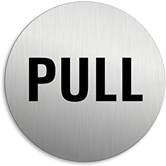 Targhetta per Porta - Pull Targa Ø 75 mm Alluminio spazzolato auto-adhesiva