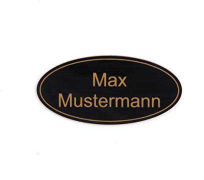 chapa buzón personalizada | Placa grabada personalizada autoadhesiva | nombre y número | Muchas tallas | Resistente a la intemperie | Grabado láser (8x3,5cm Oval con borde, Negro-Oro)