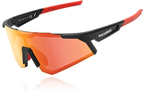 ROCKBROS Fahrradbrille Polarisierte Sportbrille Sonnenbrille Damen und Herren UV400 Schutz Winddicht für Outdoor-Sport Radfahren Angeln Laufen Golf Schwarzer Rahmen