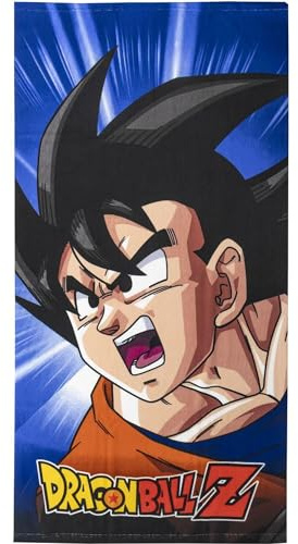 Toalla Infantil de Dragon Ball - Multicolor - 70x140cm - Elaborada con 100% Poliéster de 240 gsm - Toalla Pequeña - Estampado de Goku - Producto Original Diseñado en España