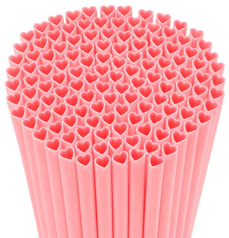 100 Stück Herzförmige Strohhalme Plastik, einzeln verpackt ideal als Deko für Valentinstag, Hochzeit, Geburtstag oder Junggesellinnenabschied