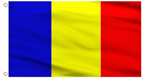 AhfuLife Romania Flag 5ft x 3ft for Party Decorations, 1Pcs Large Romania Flag Polyester Double Side with Brass Eyelets for Eurovision World Cup Football National Day Garden Street Indoor Outdoor