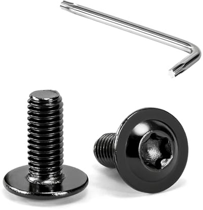 Tunejoy Tornillos de Cabeza Alomada Torx con Brida M5 x 12 mm Negro Tornillo de Cabeza Hexagonal de Acero Inoxidable A2 V2A Tornillos Máquina con Allen Rosca Completa 20 Piezas