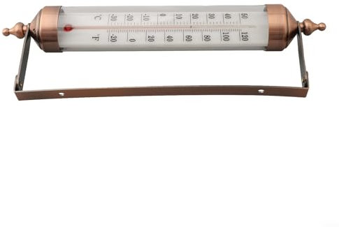 HOHOVYVY Termómetro analógico de pared de 10 pulgadas, para interior y exterior, metal, escala doble, Fahrenheit Celsius