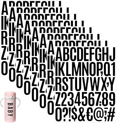 GETRICH 12 Hojas Letras Adhesivas,600 Piezas Numeros Adhesivos y Letras Adhesivas Grandes de Vinilo 2 Pulgadas Pegatinas Letras Autoadhesivas Impermeables para Buzón DIY Manualidades Casa Puerta
