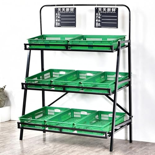 Présentoir commercial pour fruits et légumes – Étagère de vente au détail en métal peu encombrant pour cuisine, bureau, supermarché et étagère de marché – Solution de rangement polyvalente pour