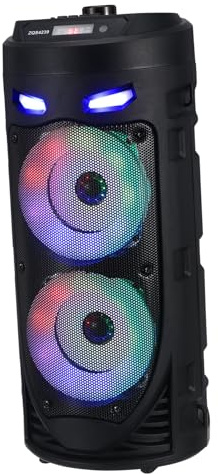 HOMSFOU Enceinte Portable avec Lumières LED Colorées Stéréo Profond et Microphone Haut Parleur sans Fil et Compact pour Extérieur et Fêtes