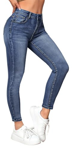 Tomwell Jeggings Femme Taille Haute Jean Skinny Elastique Rétro Jeans A Bleu S