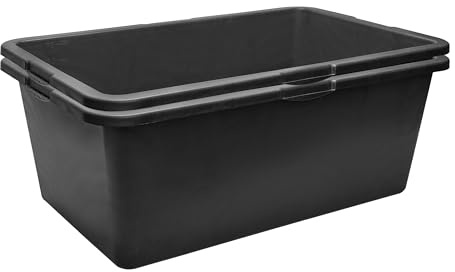 Garronda Pack de 2 Gaveta de Obra Rectangular 80 L – Cubeta Plástica Resistente para Mortero y Mezclar Cemento, Contenedor Multiusos Tipo Bañera para Construcción, Hogar y Jardín GD-0169 Negro