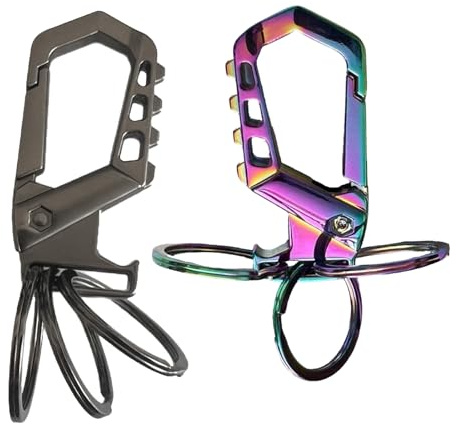 TENGWA 2 Pièces Mousqueton Porte Clé Trousseau de Clés Keychain avec Ouvre-Bouteille Keychain Opener Outils de Survie
