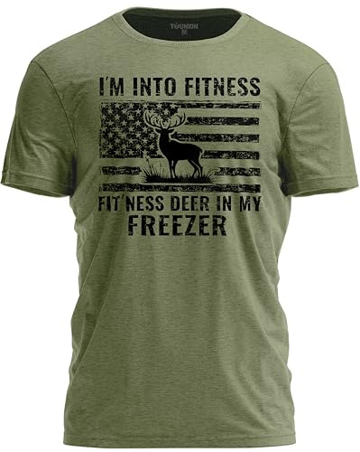 TeeUnion Wildlife Hunter T-Shirt for Men – Funny Deer Hunting Art Tee, Hunting Clothes for Men Military Green