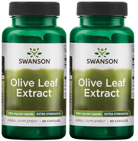 Swanson Olive Leaf Extract - Natural Heart Health & Immune Support - May Also Support Blood Pressure in a Healthy Range* - Non-GMO & Gluten-Free - 60 Capsules (2 Pack)