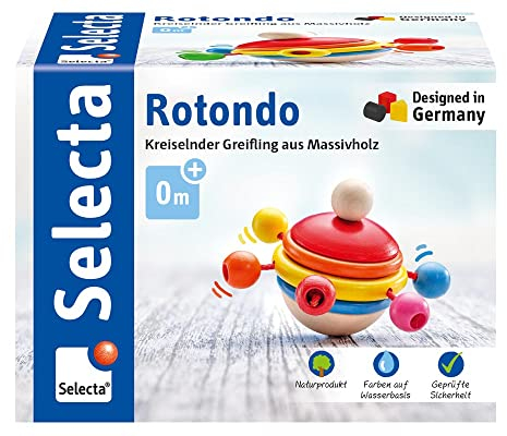 Selecta Rotondo, Kreiselnder Greifling aus Holz, 7,5 cm