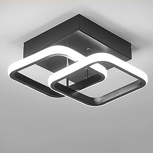 EIDISUNY Modern Ceiling Light LED 22W Cool White Light 6000K Square Black Ceiling Lights fixtures LED for Hallway Office Bedroom Kitchen Living Room Bedroom Entryway Balcony Stair Dining Room (Black)