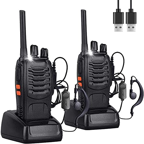Nestling Professional Walkie Talkies for Adults Rechargeable, 16 CH Long Range Walkie Talkie with Original Earpieces & LED Light, Two Way Radio for Hotel Restaurant Building Construction Security