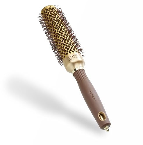 Olivia Garden Expert Blowout Speed – Guld & Brun - 35 - Keramisk rundborste med extra lång kropp för 25% snabbare föningar
