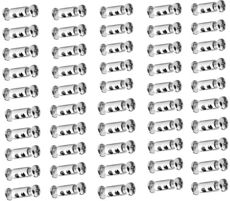 Clips pour câble métallique pour câbles métalliques et câbles de diamètre 1-2 mm, 10 pinces pour câble avec bouchon à vis terminal, pinces doubles pour câble en acier et fil (50+argent)