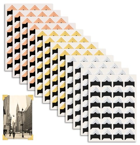 288 Stück 12 Blatt Fotoecken Selbstklebend Fotoecken Aufkleber für Sammelalben 3 Farben Fotoecken Aufkleber Selbstklebend, Foto Klebeecken für DIY Fotoalbum Corner Aufkleber Scrapbook Journal