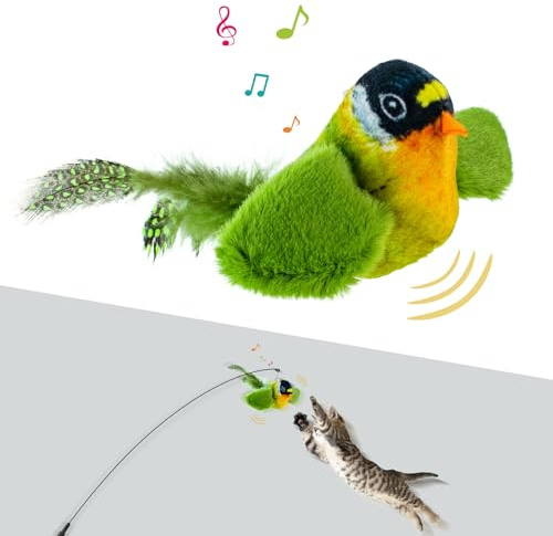 TOHDNC Gato pájaro juguete simulación de volador interactivo con plumas, entretenimiento para gatitos