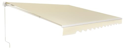 HOMASIS Markise mit Handkurbel, einziehbare Gelenkarmmarkise Sonnenschutz, Balkonmarkise mit UV- & Regenschutz, 5-35° Winkel einstellbar Sonnenmarkise für Balkon Terrasse Garten (3x2,5m, Beige)