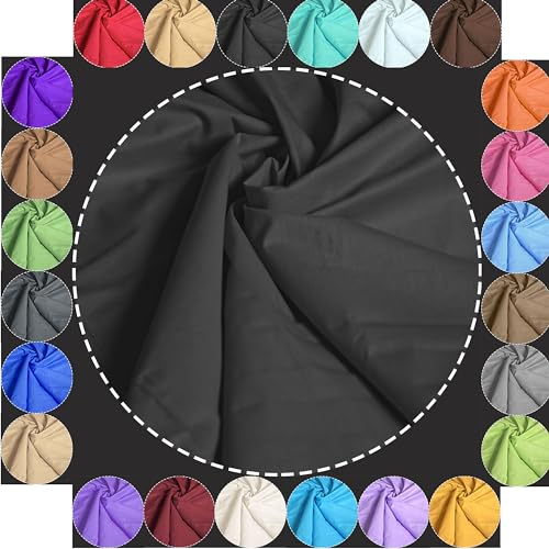 Baumwollstoff Meterware Uni Schwarz 240cm MAXI BREITE 50cm Länge 100% Baumwolle Patchwork Dekostoff Baumwolle Stoffe Einfarbig zum Nähen