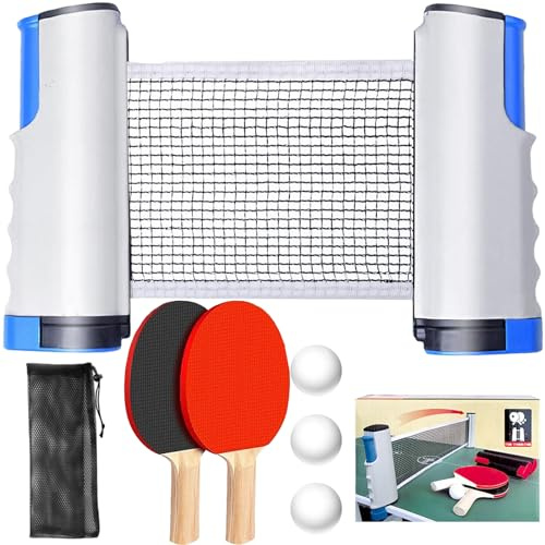 YOUYIKE Set da Ping Pong, 2 Racchette + 3 Palline + 1 Regolabile Rete+ 1 Borsa, Ping Pong Set da Tavolo Portatile per Allenatori, Figli, Adulti，Amatori, Principianti, Famiglie e Professionisti