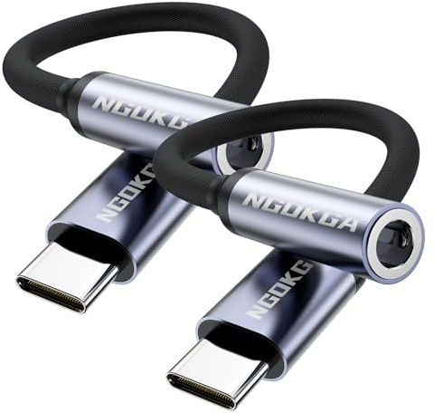 NGOKGA Adattatore USB C a 3,5 mm, 2PCS Jack per cuffie audio Aux da Tipo C a 3,5 mm per iPhone 15 Pro Max, Samsung Galaxy S24/S23/S22/S21, Google Pixel, iPad Pro, HUAWEI, Xiaomi e altri