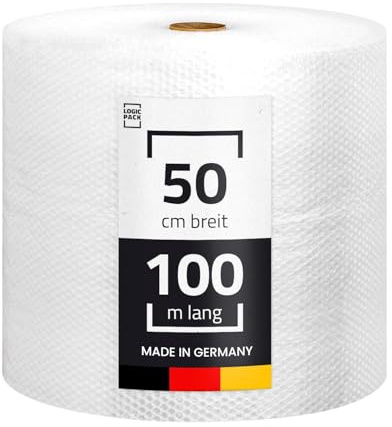 LOGIC PACK Rouleau Papier Bulle 100m x 50 cm - Protection Optimale Déménagement & Expédition - Film 2 Couches 50 Microns Résistant pour Objets Fragiles - Emballage Professionnel Antichoc