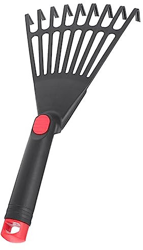 IWOWHERO Petit râteau de jardin en plastique avec poignée Outil à main pour le jardinage Pour enlever les feuilles des parterres de fleurs Robuste et facile à utiliser