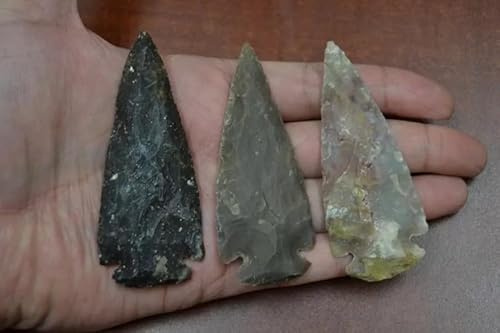 3 PCS ASSORT Agate Stone SPEARHEAD Arrowhead Point 3 - 3 1/2