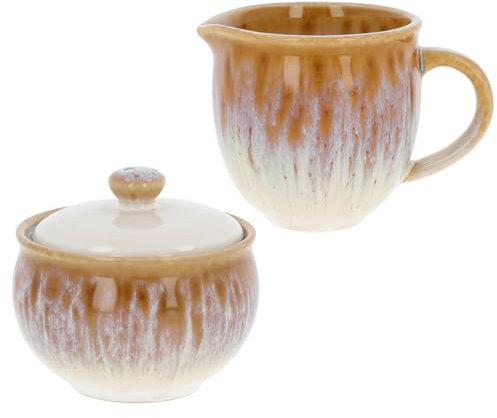 Lesser & Pavey Elements Reactive Glaze Sugar & Cream Set | Elegant Ceramic Sugar Bowl & Creamer Jug | Stylish Coffee & Tea Accessories for Home & Café | Durable Kitchen Essentials