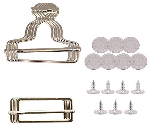 Event Decor Shop 35 mm hängselspänne set | Metallklämma fästen med rektangulära skjutreglage och icke-sydda jeansknappar för overaller, hängslen, overaller, hängslen, remmar, arbetskläder, jackor