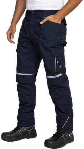 BWOLF Pantalones de trabajo Drift Ice para hombre de invierno, pantalones de trabajo para hombre de invierno impermeables, resistentes al frío y al viento con elementos reflectantes, azul, L