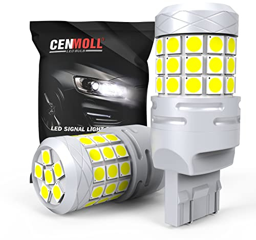 Cenmoll 7443 W21/5W Lampadina LED Bianca, Super Luminosa 40W 2000LM 12V-24V Canbus Senza Errori 580 7443 W21/5W Lampadina per Auto Backup Retromarcia Luce di Posizione Freno Luci Posteriori, 2PCS