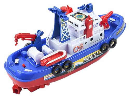 UEXEDO Bateau de Pompiers Jouet Électrique, avec Jet d‘Eau, Lumières et Musique - Jouet de Bain et Piscine pour Enfants, Stimule l‘Imagination pour Filles et Garçons de 3 à 8 Ans
