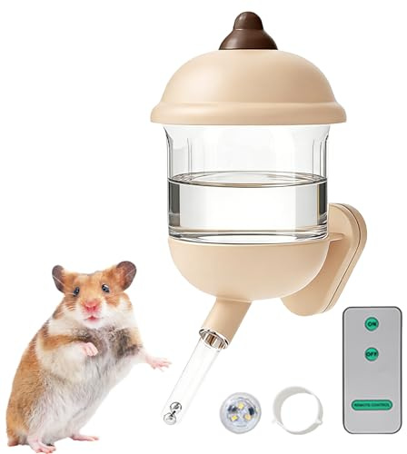 Bevitore per piccoli animali domestici - Fontana silenziosa per coniglietti | di idratazione con gabbia con attacco magnetico, luce notturna con telecomando intelligente, fornitura automatica