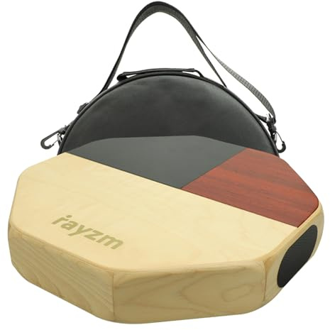 rayzm Portable Cajon Drumbox with Padded Bag, Compact Flat Octagon 3 Tones Hand Drum Percussion Instrument with Bongo & Snare Effects
