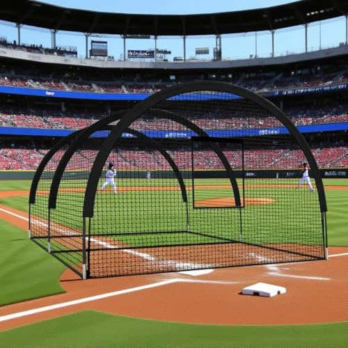 Zstar Cage de frappe portable pour baseball – Filet d'entréeînement multifonction – Parfait pour frappe et lancer au jardin ou terrain – Pour baseball, softball, cricket, golf – Structure solide –
