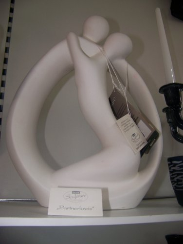 Gilde Skulptur Francis Paar 'Partnerkreis', 34 cm, creme