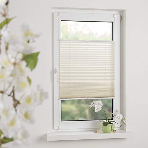 OBI Plissee Easyfix Milena verspanntes Plissee Montage ohne Bohren | 120 x 130 | Creme