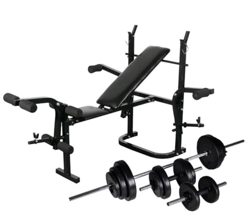 vidaXL Panca Multifunzione Bilanciere e Manubri 30,5 kg Allenamento Fitness