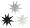 SUNBEAUTY 30cm Papier Stern Dekoration 3er Set Faltsterne Neuneck Weihnachtsstern Deko (Schwarz & Weiß & Grau)